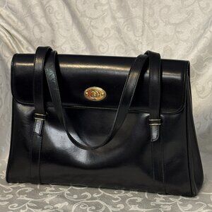 Gucci Old GG Metal Fittings Leather Handbag Satchel Black EUC Luxury Vintage